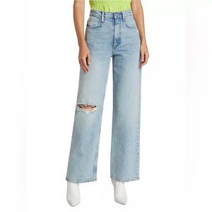 FRAME HIGH RISE WIDE LEG WITH RIP ON ONE KNEE